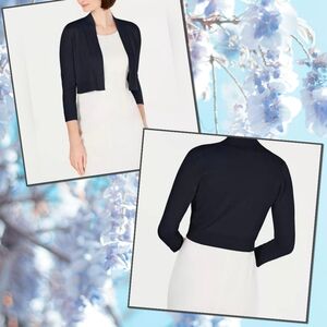 Calvin Klein Cropped Open Front Cardigan.  Rich Black Sz. L. MSRP: $49.98 Macy's